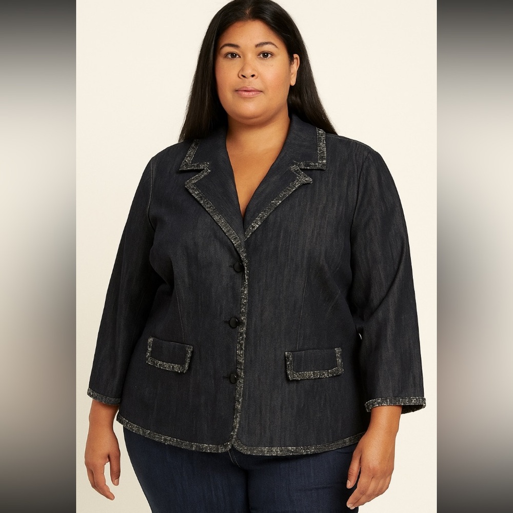 Talbots Woman’s Dark Denim Jean Jacket Size 18W Plus Size Button Down
